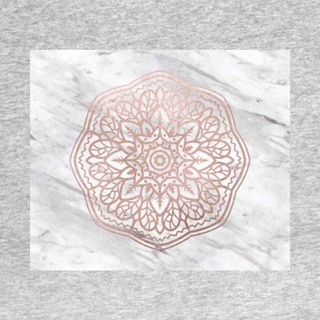 Marble mandala - geometric rose gold on white by marbleco